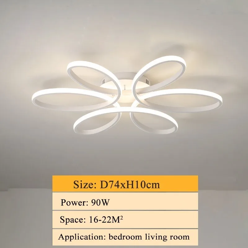 D74xH10CM 90W Modern led chandelier lighting for living room bedroom dining room indoor home lustre chandelier lamp AC90v-260v lampadario - Цвет абажура: D74xH10CM 90W