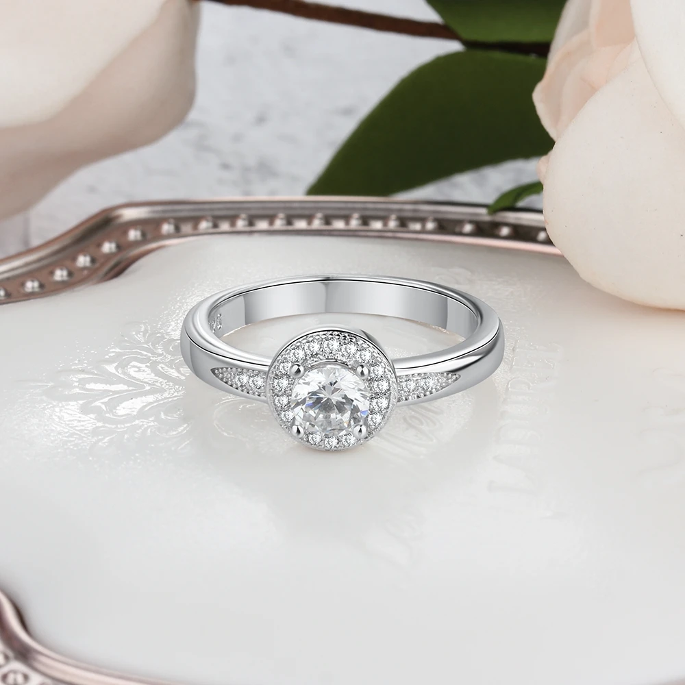 Personalized Solitaire Cubic Zirconia Promise Rings 925 Sterling Silver Engagement Wedding Rings for Women (RI103759)