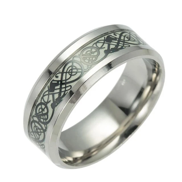 1 Pcs Stainless Steel Luminous Dragon Rings Unisex Accessories Fluorescent Glowing Rings For Men Women Gift