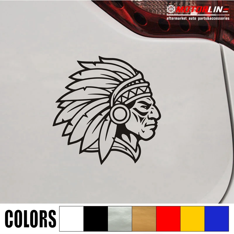 

Indian Chief Decal Sticker Native American Car Vinyl choose size color die cut