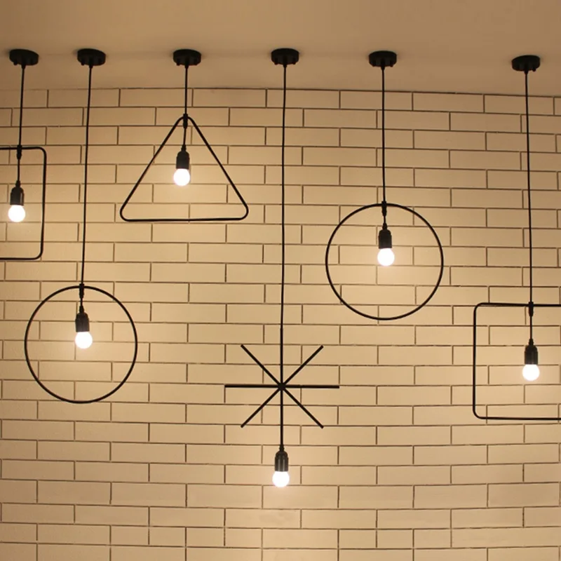 modern loft industrial ceiling lamp geometric character black geometric light fixture