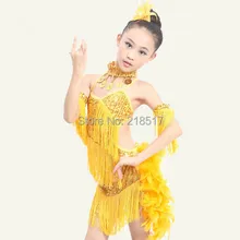 Новинка; детские танцевальные костюмы; одежда для выступлений для девочек; платье для латинских танцев с блестками; платье для бальных танцев с перьями; платье для танго