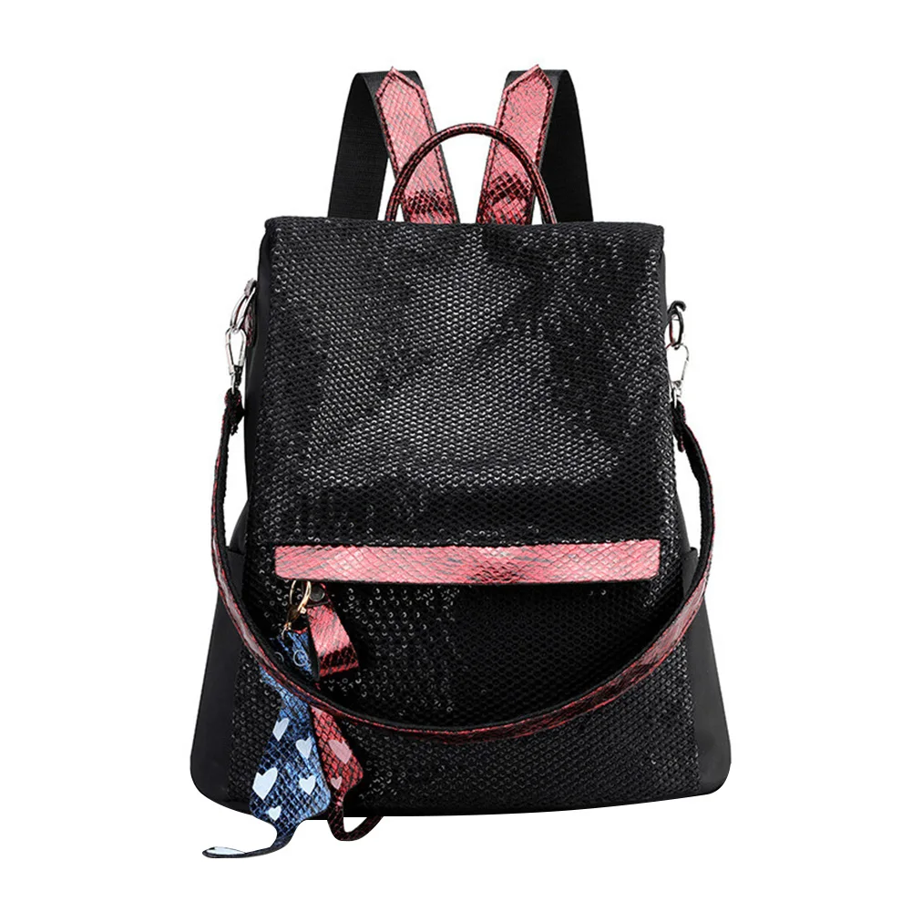 

Anti-theft Fashion Sequin Backpack Women Casual Waterproof Shoulder Bag Travel Large Capacity Zipper Rucksack with Pendant #2