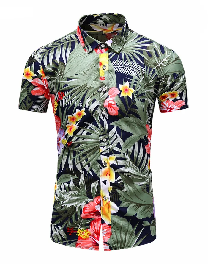 Большие размеры Мужская гавайская рубашка Летняя новая модная повседневная рубашка с короткими рукавами и цветочным принтом Мужская брендовая одежда 5XL 6XL 7XL