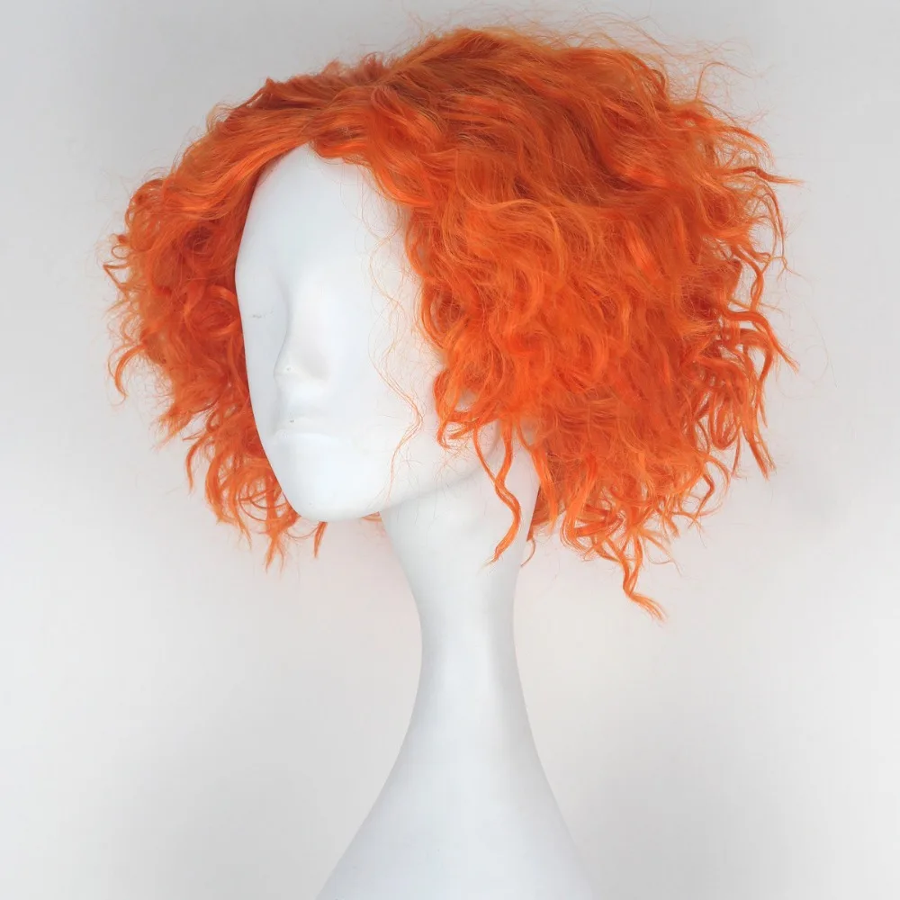 Новый Алиса в стране чудес 2 Безумный Шляпник Таррант Hightopp оранжевый парик короткие вьющиеся волосы роль играют Хеллоуин костюм реквизит