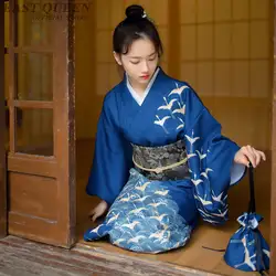 Традиционное японское кимоно платье косплей Женский юката женский haori японский костюм гейши obi японское азиатское платье KK2248