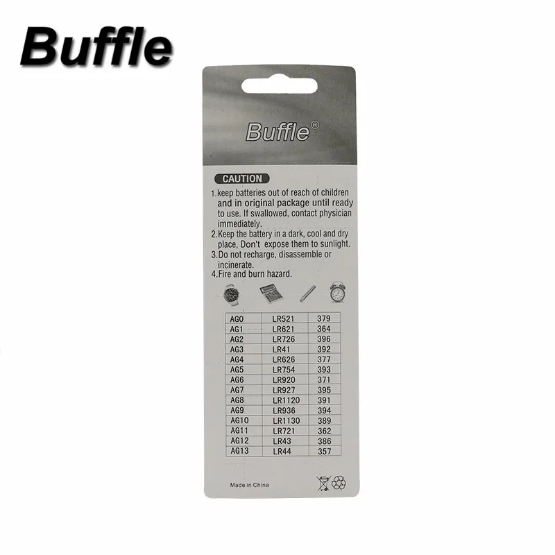 Buffle 10 шт./упак. AG8 LR1120 391 SR1120 Кнопка 191 LR55 монетки клетки щелочные Батарея