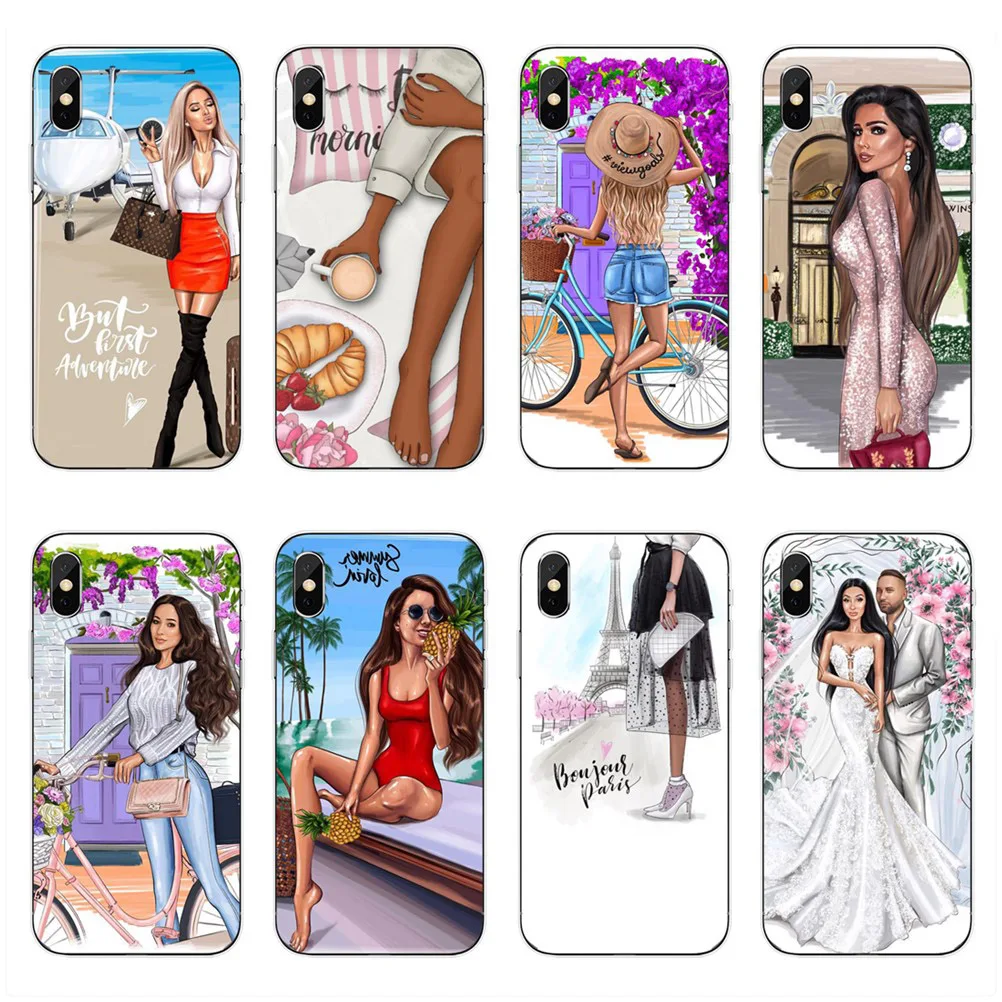 

VOGUE City female white-collar Soft TPU Phone Cases For iPhone 5S SE 6 6sPlus 7 8 Plus X XS XR XS MAX Female boss Silicone Cover