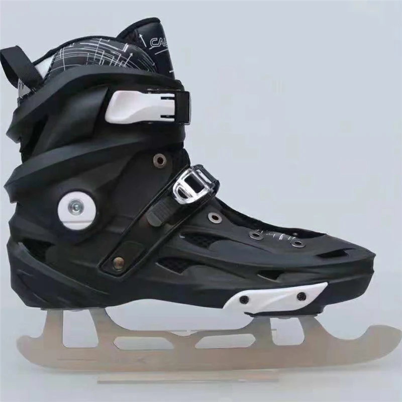 مضمنة سباق التعرج الجليد أحذية التزلج على الجليد مع 3 ملليمتر الجليد شفرة 53-55 صلابة 5Cr15 FSK التزلج الرقص أسود التمهيد يورو 35 إلى 44 الاطفال الكبا...