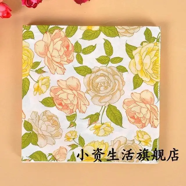 food grade flower paper wedding napkin rose festive party tissue napkins decoupage decoration paper - Decorative Paper Napkins food grade flower paper wedding napkin rose festive party tissue napkins decoupage decoration paper - Decorative Paper Napkins