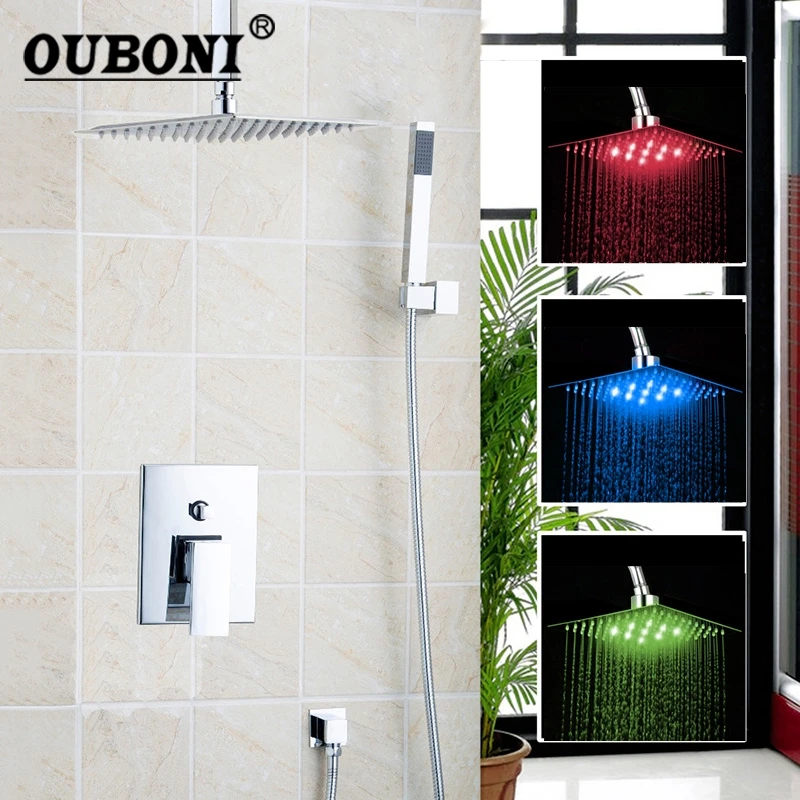 OUBONI 8 10 12 16 дюймов светодиодный потолочный кронштейн для ванной комнаты Набор
