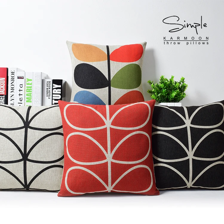 nordic geometric leaves flowers cushion cover linen decorative throw pillow case home sofa decor red orange pillow cases 18 - Decorative Pillows For Sofa nordic geometric leaves flowers cushion cover linen decorative throw pillow case home sofa decor red orange pillow cases 18 - Decorative Pillows For Sofa