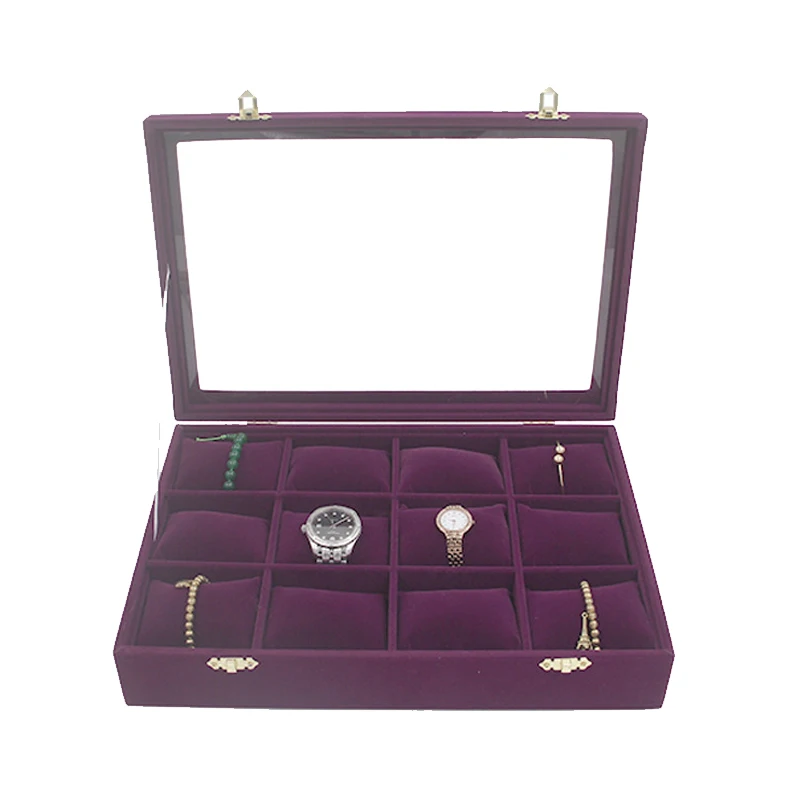 6 Color 12 Slots Pillow Style Jewelry Watch Bracelet Display Tray Box