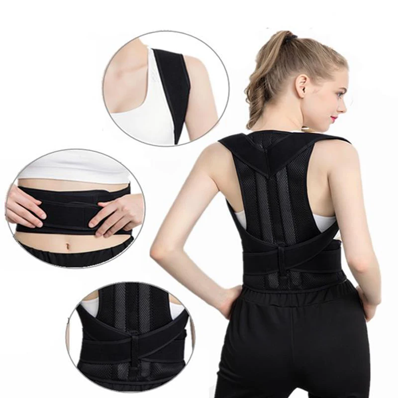 

Unisex Therapy Back Breathable Adjustable Magnetic Posture Corrector Corset Back Brace Belt Lumbar Support Straight
