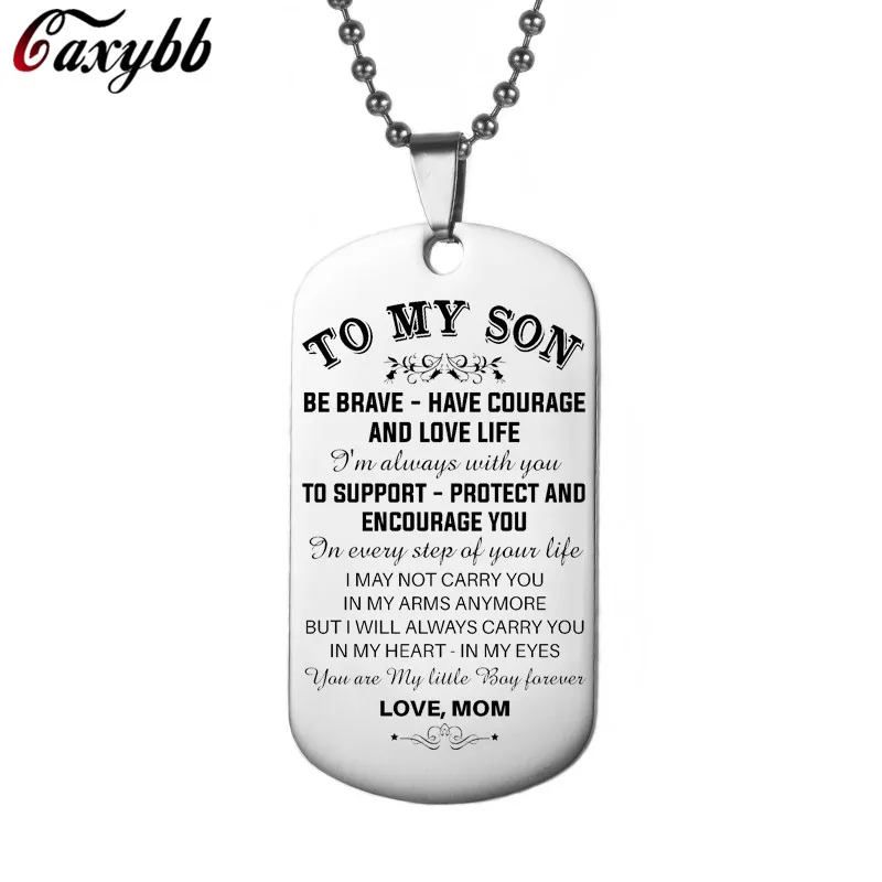 Для моего сына быть смелым иметь смелость и Любовь жизнь папа мама собака бирка военный ожерелье шар цепь подарок для лучшего сына день рождения Выпускной