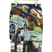 Большие Бэн и Эйфелева башня с принтом в стиле Парижа, модная женская юбка, новинка, летние юбки-карандаш с рисунком