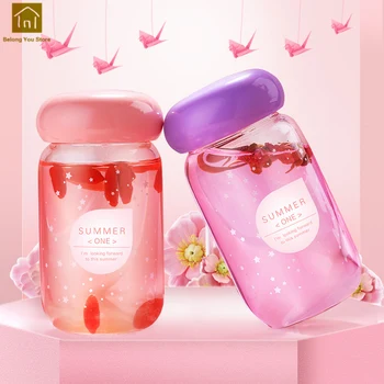 

Mini Cute Water Bottle Glass For Children Kids Direct Drinking Camp Glass Water Bottle Cute With Lid For Girls Outdoor JKE170