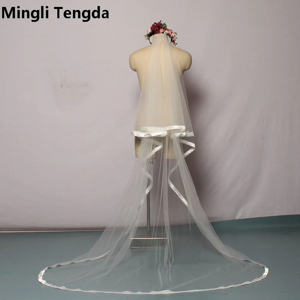 Фата свадебная длиной 2 м с гребнем и краями цвета слоновой кости|long bridal veil|bridal veil