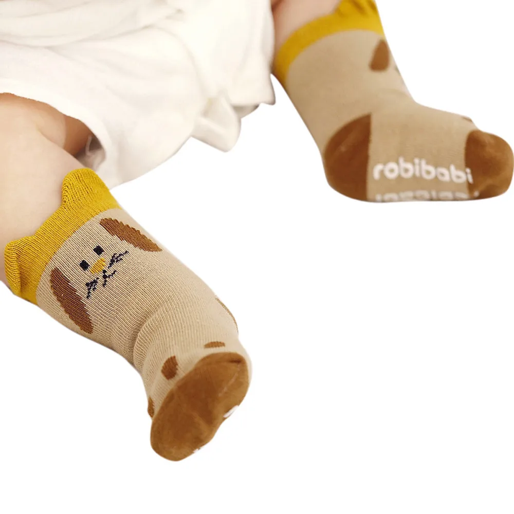 Детский мягкий хлопковый для младенцев Носки одежда для малышей с героями мультфильмов для мальчиков и девочек Животные противоскользящие трикотажные теплые носки дропшиппинг склад в США