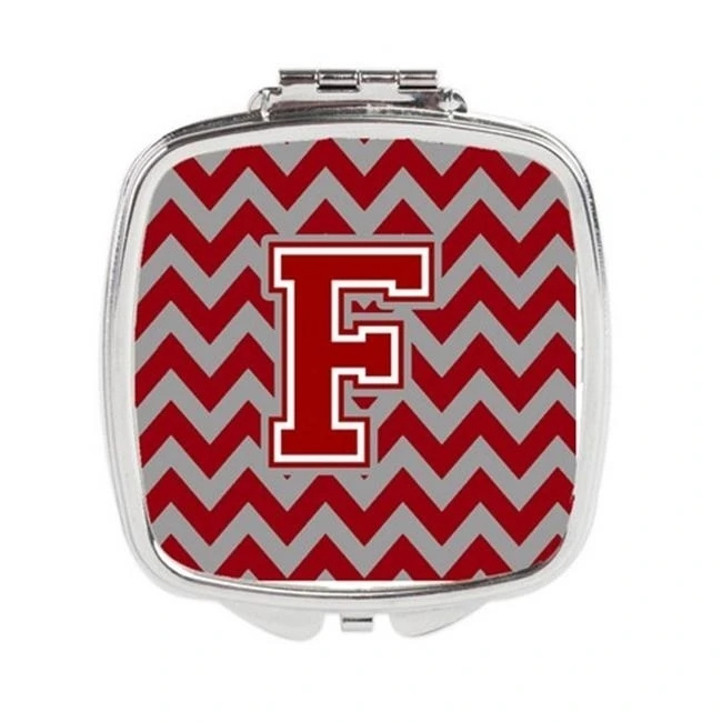 Carolines Treasures CJ1049-FSCM Letter F Chevron Maroon & White Compact Mirror 3 x 0.3 x 2.75 in.