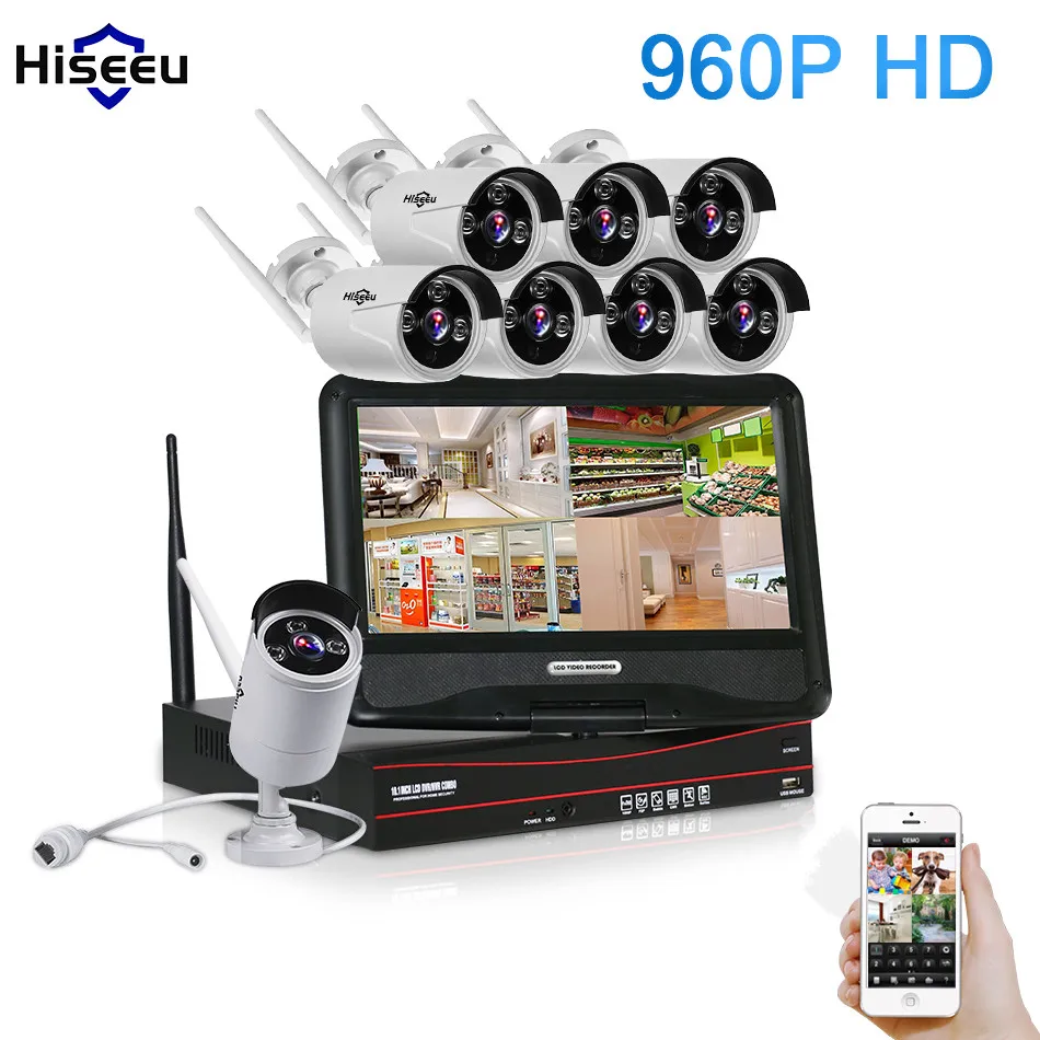 

10 Inch Displayer 8CH 960P Wireless CCTV System Wireless NVR IP Camera IR-CUT Bullet CCTV Home Security System Kits 42