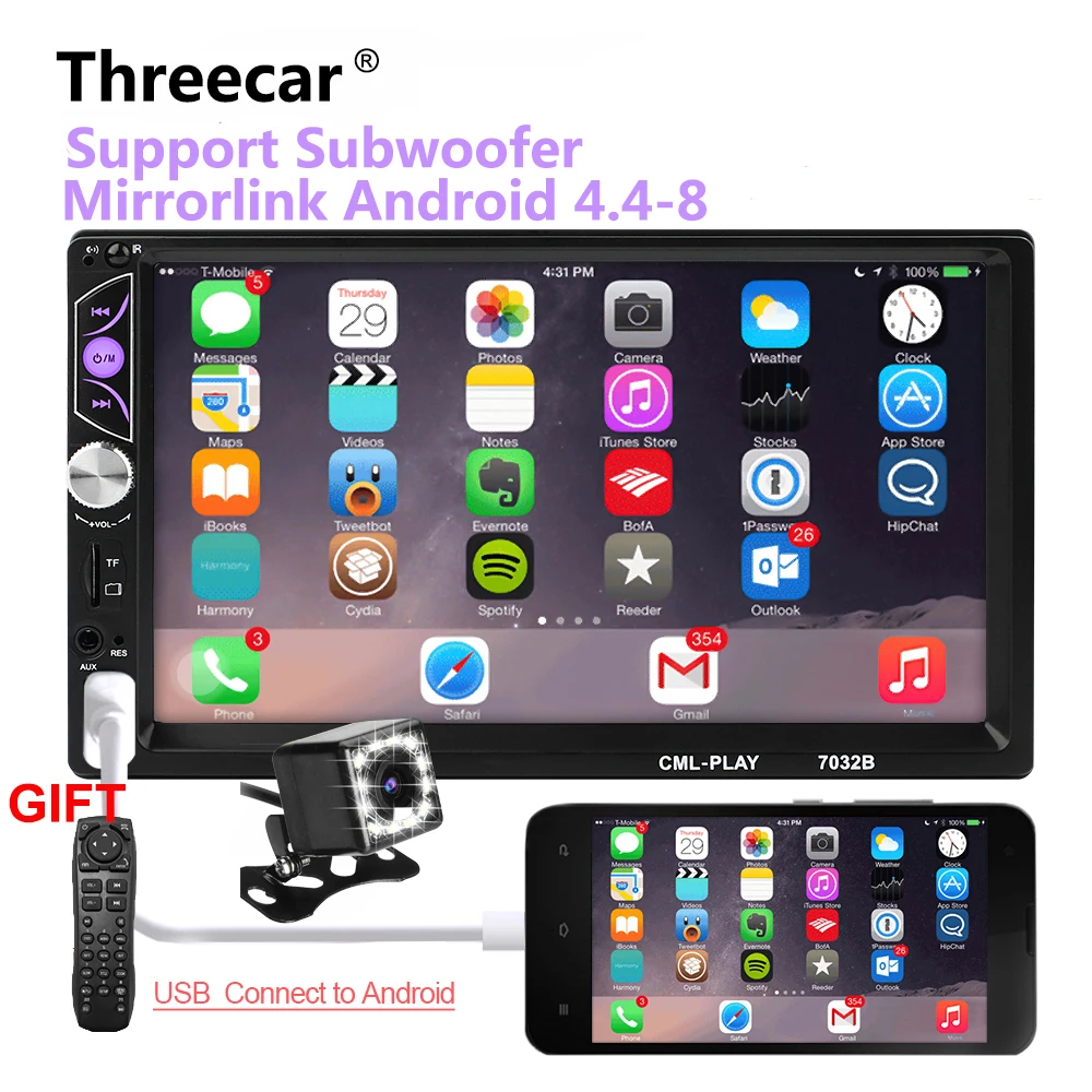 Mirror link Android 9.0 2 din car radio autoradio 7'' Multimedia Player Bluetooth handsfree FM/TF/USB Rearview Camera Car Radio