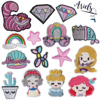 

10pcs/lot Shell Princess Star Diamond Embroidery Patches Cactus Clothing Decoration Iron on Patch Heat Transfers Cute Diy