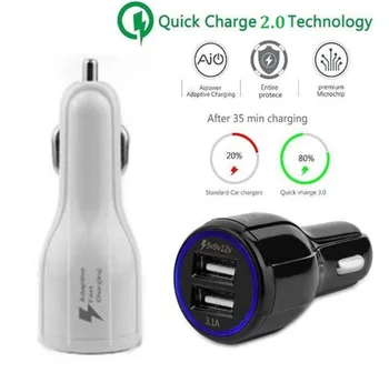 

Hopeboth FAST Charge 2 USB Port Car Charger 5v/9v/12v 3.1A Fast Charging for Samsung Galaxy S6 HTC M9 Nexus 6 LG G4 Phone