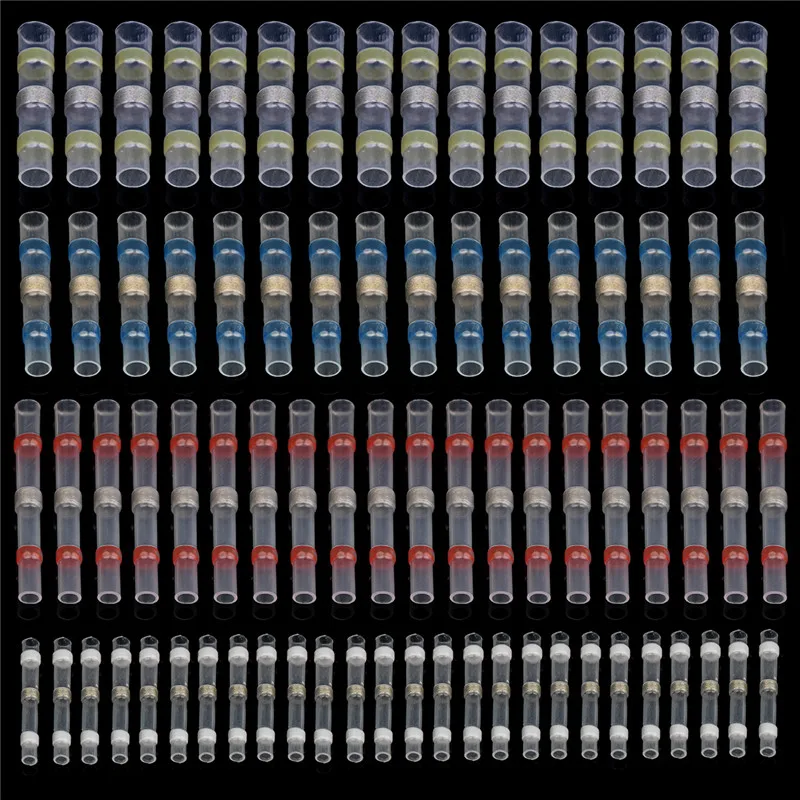 100 шт термоусадочный припой соединители рукава 26-10 AWG электрические водонепроницаемые клеммы для спайки уплотнения прикладочная проволока