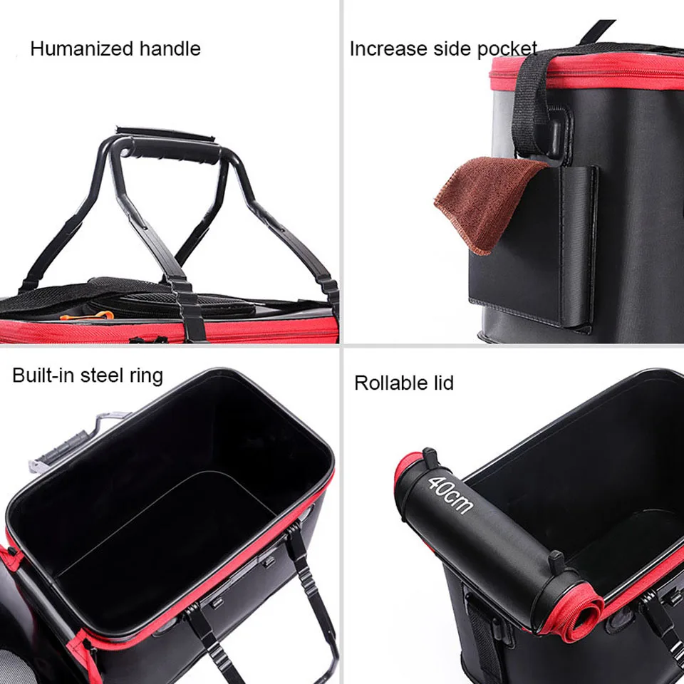 Portable Zipper Fishing Bucket Outdoor Folding EVA Fishing Bag live fish bucket 5 Sizes Camping Hiking Fishing Bag