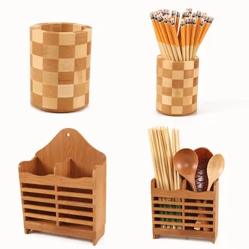 

Natural Bamboo Chopsticks Cage Multi-function Kitchen Cutlery Storage Rack Drain Rack 21X15X6.5cm storage rack