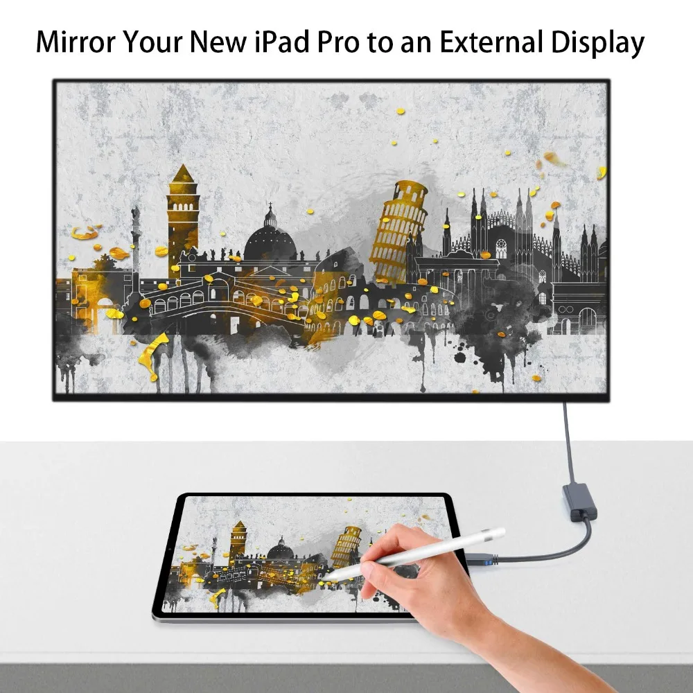 Переходник с HDMI на 4K Type C (совместимый Thunderbolt 3) под прямым углом кабель 90 градусов