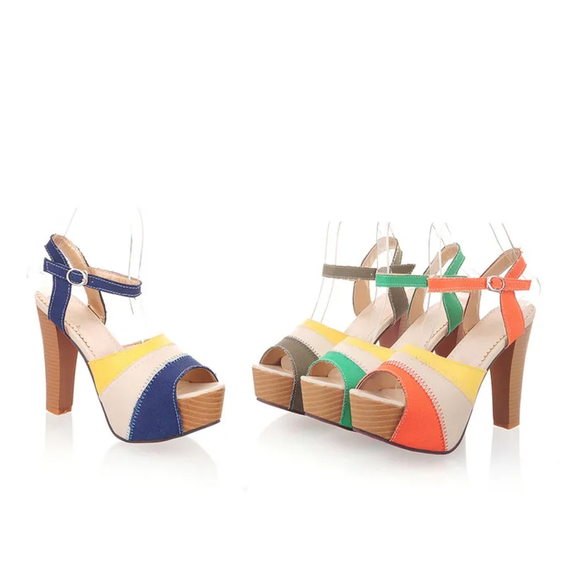 ENMAYERsummer Sandals elegant Mixed colors fish head Platform sandals high heels shoes women breathable comfort women sandals