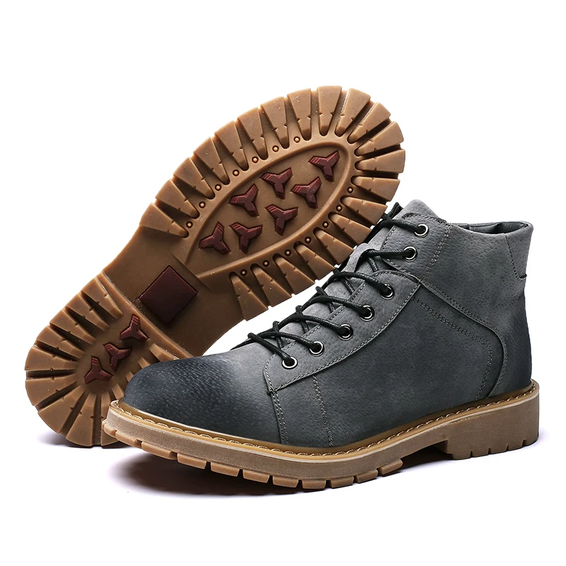 

Mens Boot Spring Autumn Outdoor Ankle Booties for Man Motorcycle Snow Sneaker Comfortable Working Safety Leather Boots Male