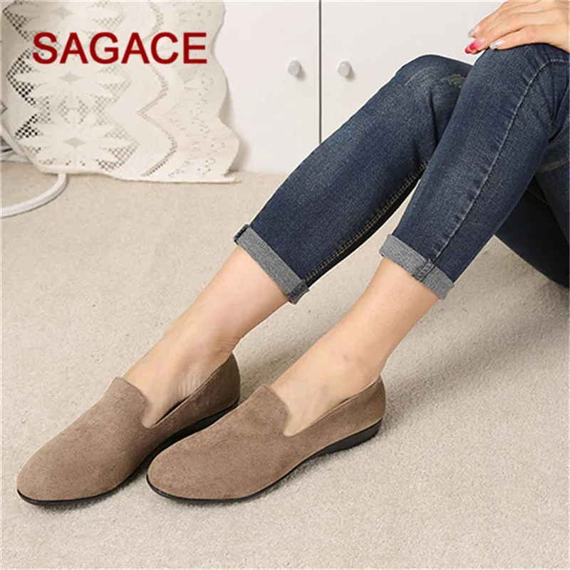 SAGACE/обувь для отдыха; женские повседневные Замшевые слипоны с круглым носком; тонкие туфли на плоской подошве; водонепроницаемые Мокасины