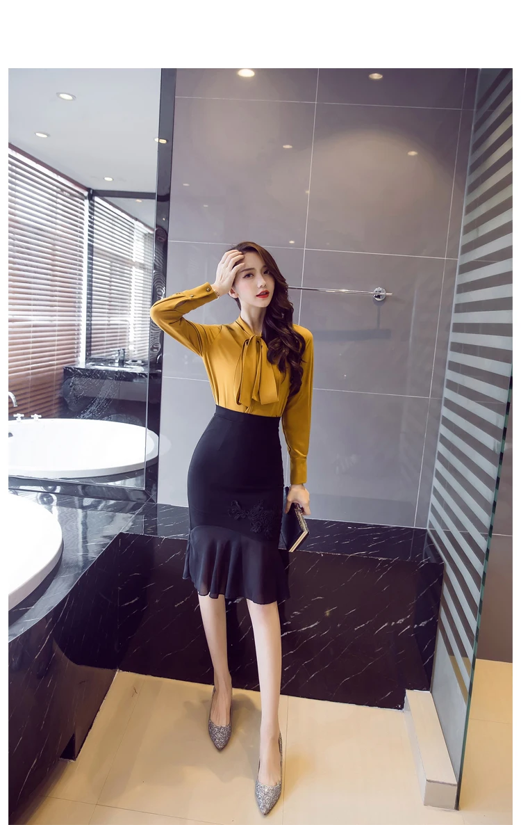 Женская шифоновая юбка с высокой талией, Лоскутная юбка-карандаш, Осень-зима, новая мода, корейский стиль, женские юбки размера плюс