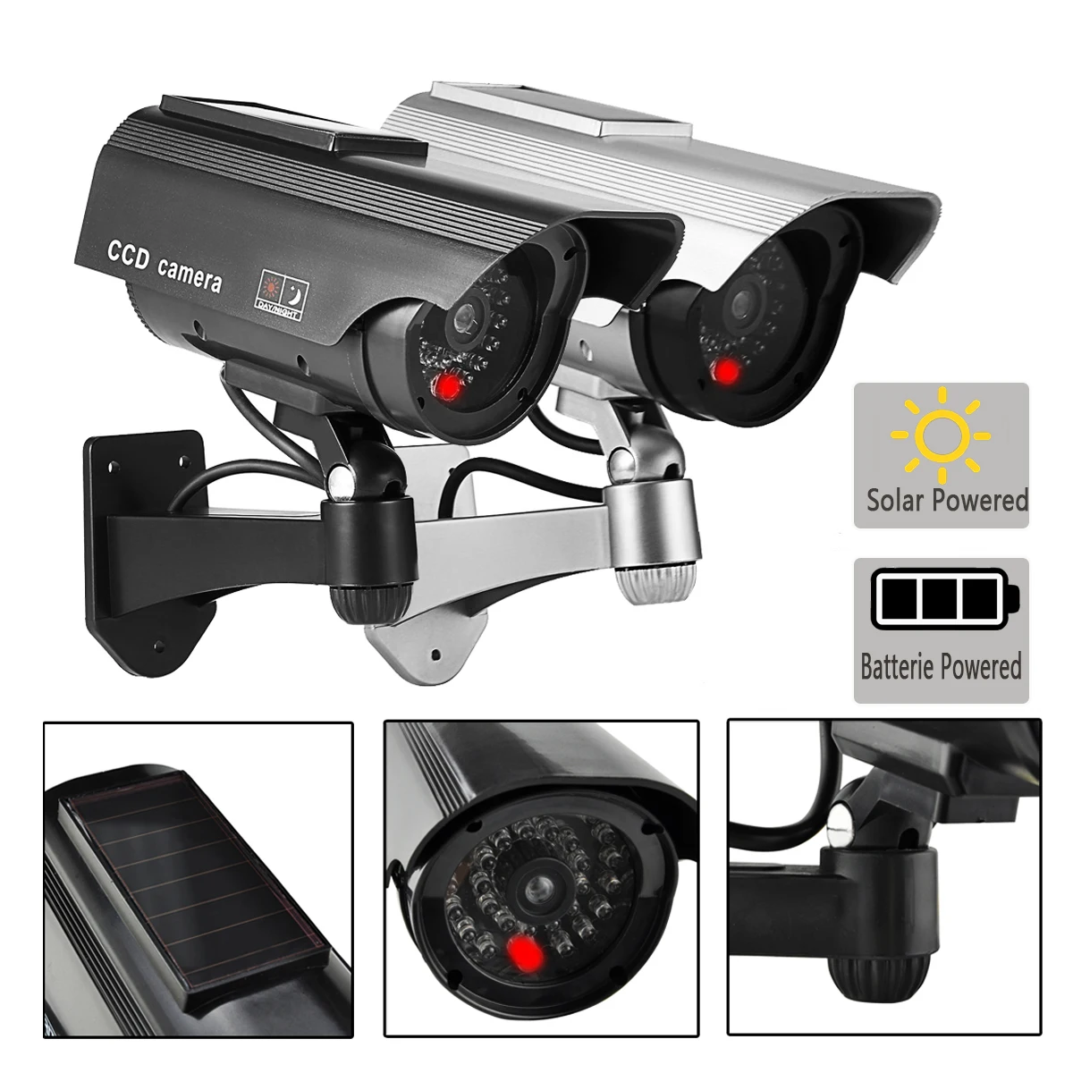 

Solar Power Imitation High Simulation CCTV Camera Dummy Fake Camera Monitor Waterproof Outdoor Security Surveillance Camera