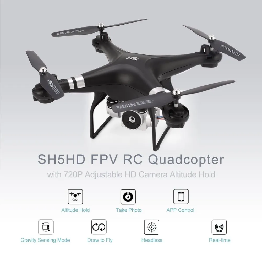 

H5HD 2.4G FPV RC Drone Quadcopter Toys with 720P Adjustable Wifi Camera Live Video Altitude Hold Headless Mode One Key Return