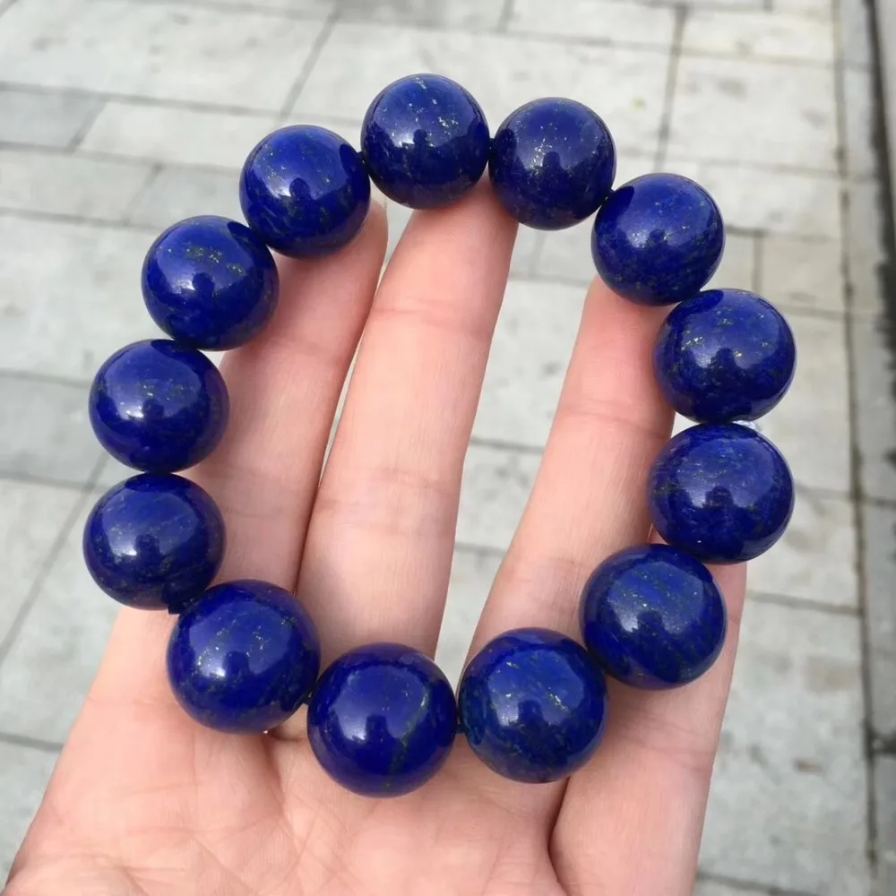 

18.5mm Big Bead Genuine Natural Lapis Lazuli Gemstone Bracelet For Woman Female Crystal Stretch Gift Bracelets AAAAA