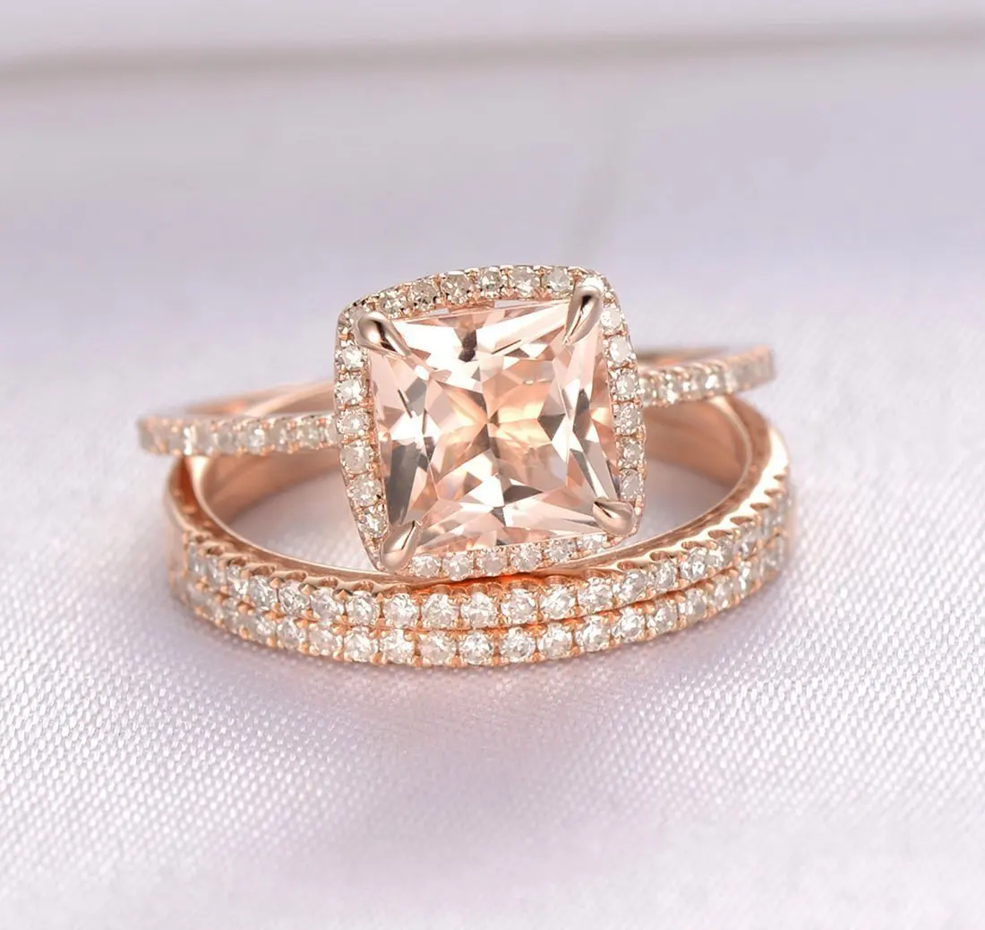 

Sieraden aniline jewelry ring three in one square diamond copper plated rose gold inlaid zircon stainless steel