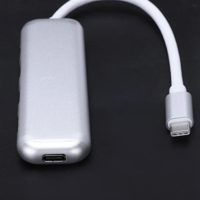 Портативный 5 в 1 type-C Usb 3,0 алюминиевый сплав концентратор адаптер с Pd быстрое зарядное устройство для ноутбука Macbook(серебро