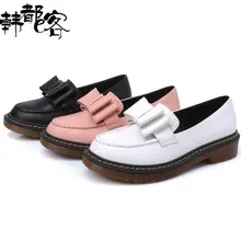 Женская обувь с круглым носком и бантом; кожаные мокасины; Новое поступление; лоферы в консервативном стиле; женская обувь на плоской подошве без застежки; большие размеры 34-43