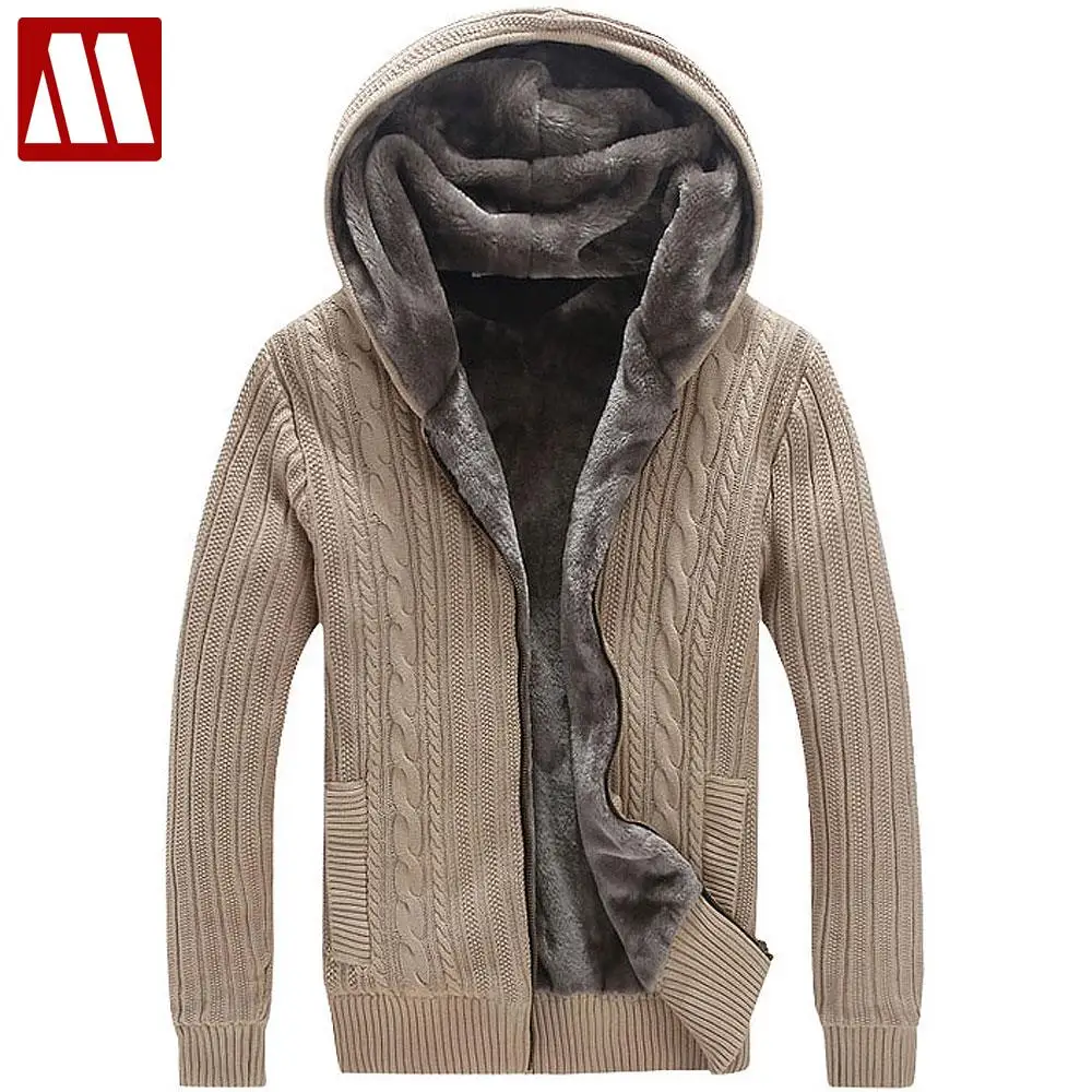 Winter Warm Thick Mens Sweaters / Casual Faux Fur Lining