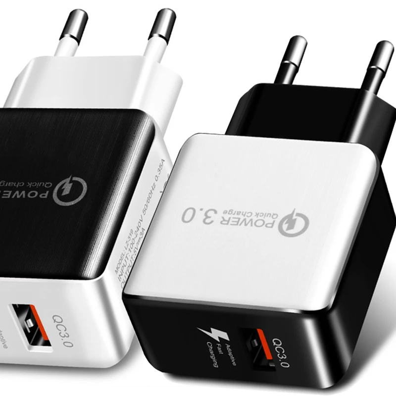 QC3.0 USB شاحن الاتحاد الأوروبي التوصيل 18 واط سريعة تهمة العالمي سريع محول الحائط الهاتف المحمول شاحن ل samsung S 9 8 xiaomi mi 5 6 mi x2