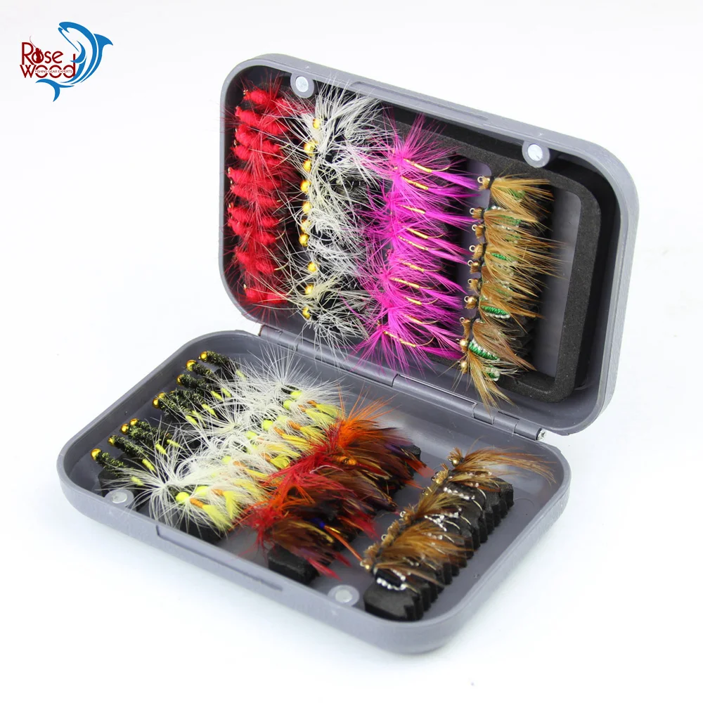 80pcs fly fishing lure set with box dry fly fishing flies tying hooks