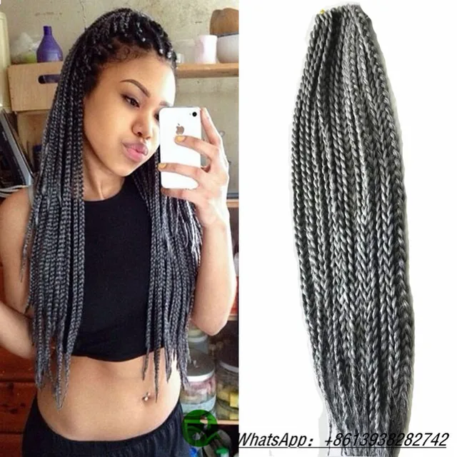 ... Box Braids Hair brown/gray/blonde Color Kanekalon Havana Crochet Mambo