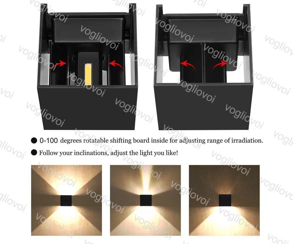 Vogliovoi COB открытый светодиодный настенный светильник 7 Вт 12 Вт современный водостойкий алюминиевый настенный светильник Открытый садовый