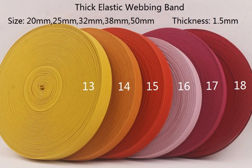 

20mm wide 10 yards a lot thick strenth high quality elastic webbing band For DIY Sewing Clothes( Yellow,Orange,Carrot,Pink,Red)