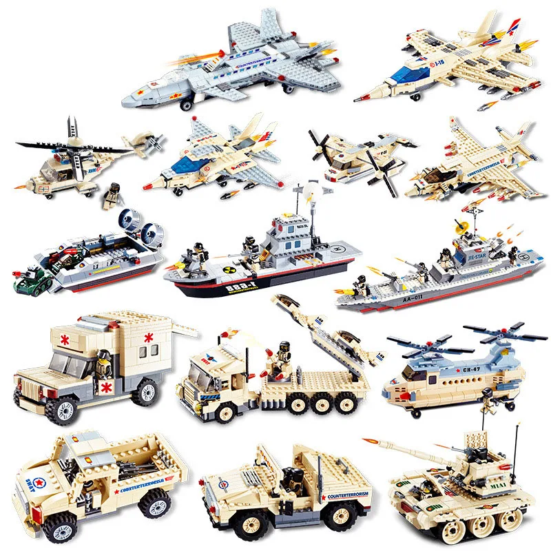 

HowPlay Military Building Blocks Assembly model Fighter Tank Humvee Cruiser Ambulance Intelligent Toys for Children Kid's gift