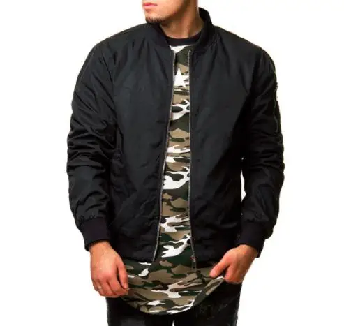 New Casual Bomber Jackets Men's Thin Coats Spring Autumn Chaqueta de hombre Male Short Jackets Army Military Men Outerwear - Color: Black